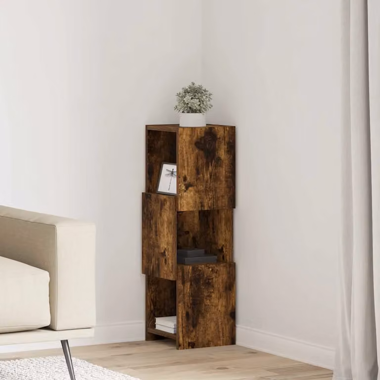 Mobile angolare vidaXL in legno ingegnerizzato Rovere fumé, L/P/H: 25,5 x 25 x 80 cm