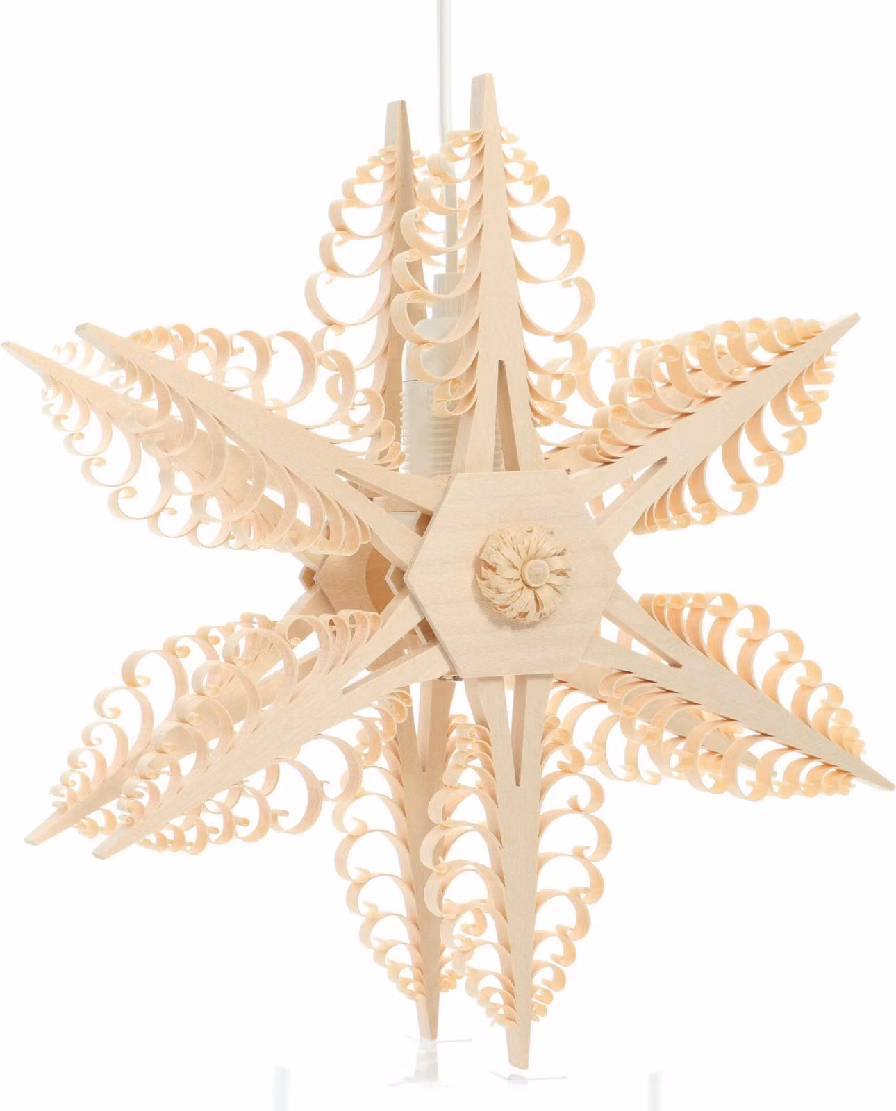 Ornamento per finestra stella a triangolo doppia el. illuminata al centro con rosetta LxHxP=24x24x9cm NUOVO