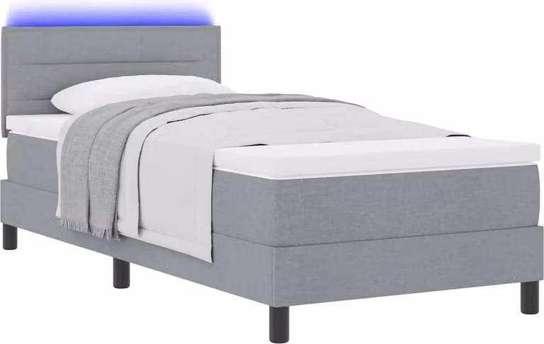 Letto a molle con materasso Grigio chiaro 80 x 200 cm Tessuto