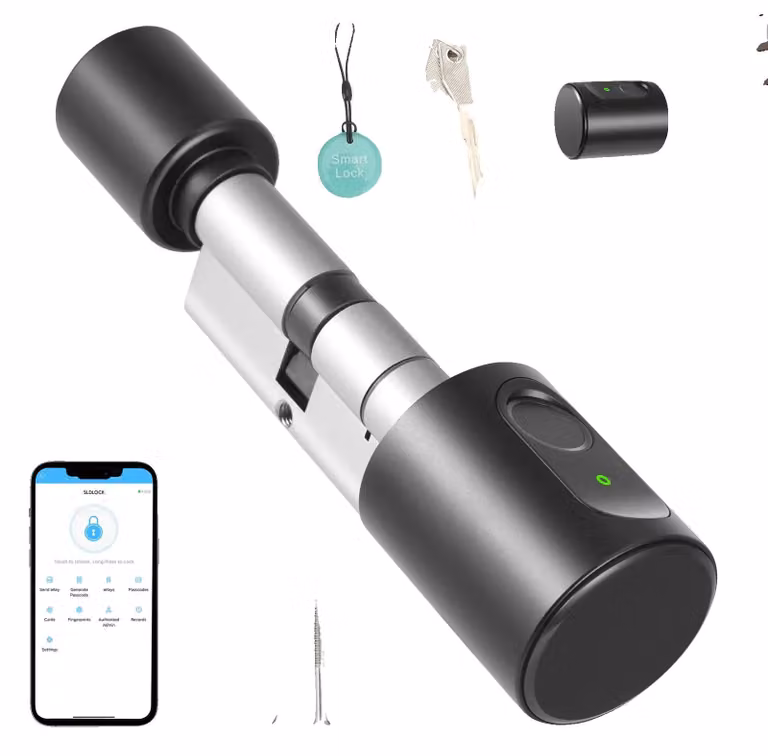 Serratura elettronica intelligente, con sblocco tramite impronta digitale, controllo tramite app mobile, e