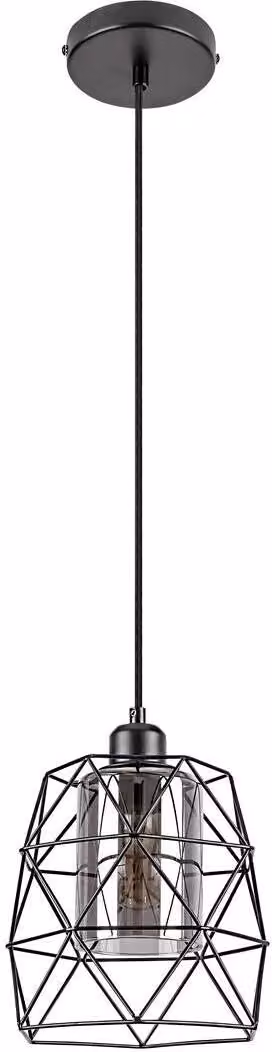 Rabalux 72111 Lampada a sospensione 1 spot Emrys, E27, nero-grigio, tondo, industriale, ø200mm
