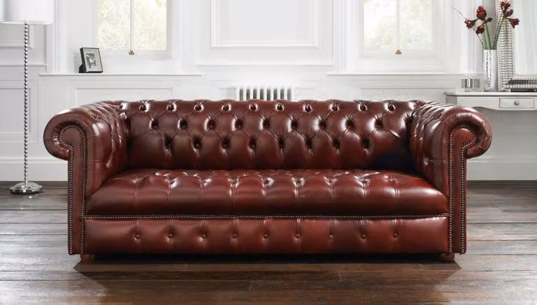 Chesterfield Design Luxus Polster Sofa Couch Sitz Garnitur Leder #260