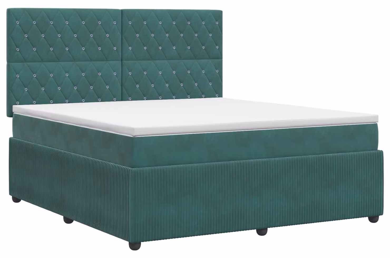 Letto a molle con materasso verde scuro 140 x 200 cm in velluto