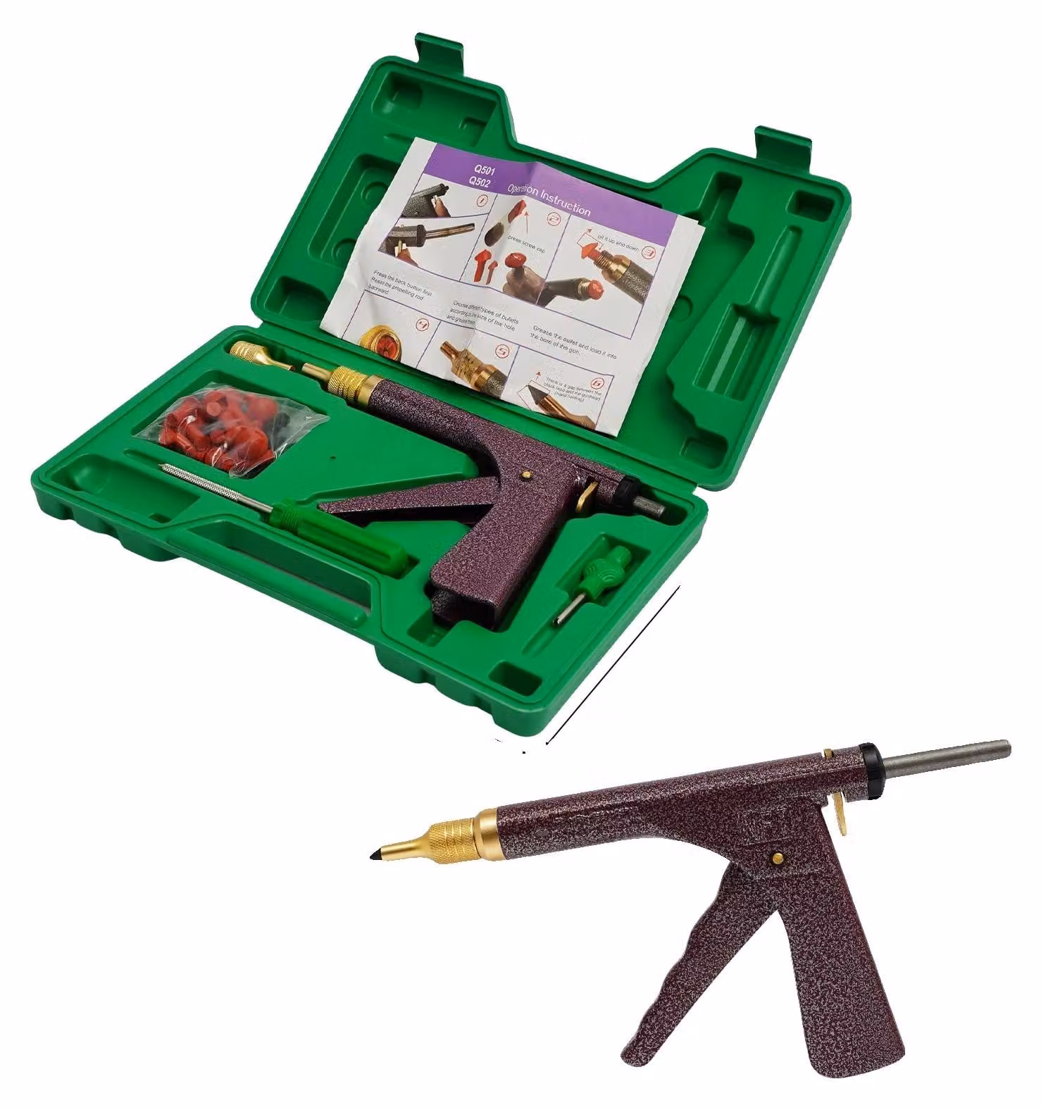 Kit di riparazione pneumatici, stoppino, robusta scatola di contenimento, color marrone chiaro