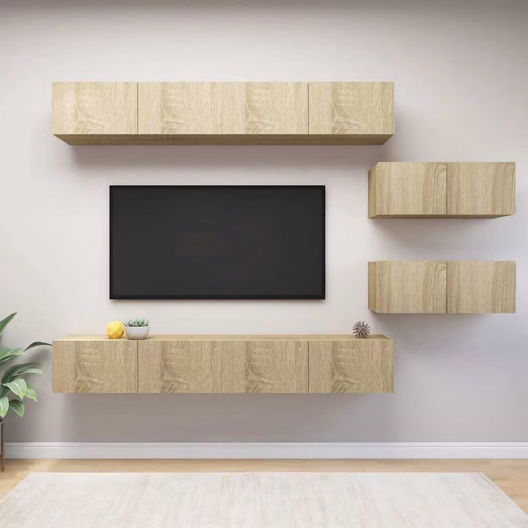 Set di Mobili Porta TV Moderno vidaXL in Legno Multistrato e MDF, Colore Marrone, 6 Pezzi