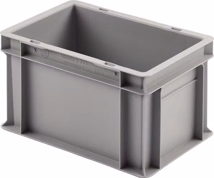 Contenitore impilabile per il trasporto L300xL200xH175mm senza coperchio grigio chiaro PP maniglie chiuse