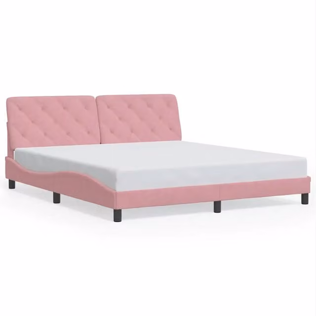 Letto matrimoniale | Letto per adulti | Giroletto senza Materasso Rosa 180x200 cm in Velluto