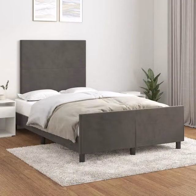 Giroletto senza Materasso-Struttura Letto Grigio Scuro 120x200 cm Velluto 845138