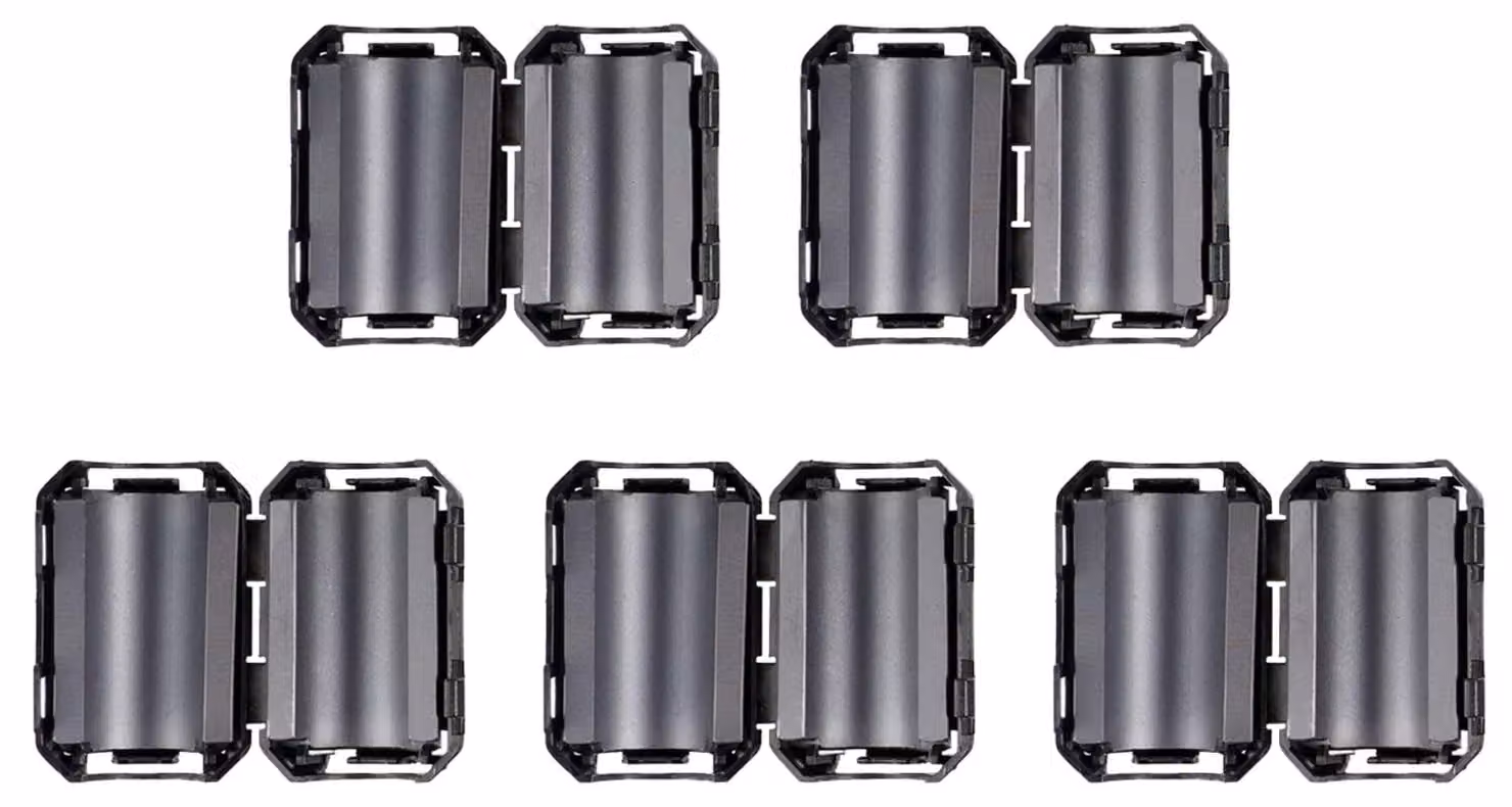 Morsetto per cavi in ferrite, 13 mm, confezione da 5 pezzi, colore nero, tipo a clip