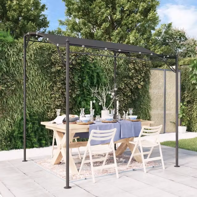 Tettoia curva vidaXL in acciaio e poliestere color antracite 2 x 2,3 m