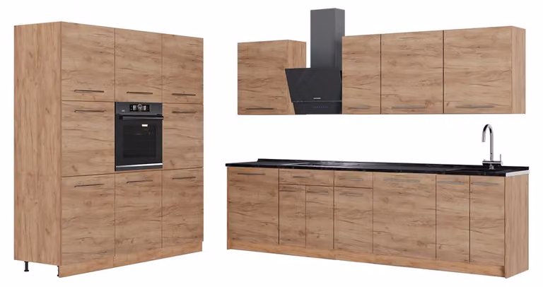 Cucina componibile Vicco Fame-Line Rovere dorato/Rovere dorato 460 cm, PL Antracite, Model 63793