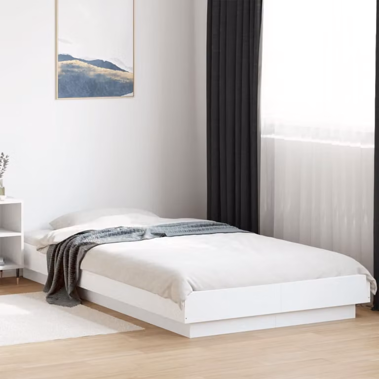 vidaXL Giroletto Moderno Bianco con Luci LED e Porta USB in Legno, L/P: 90 x 190 cm