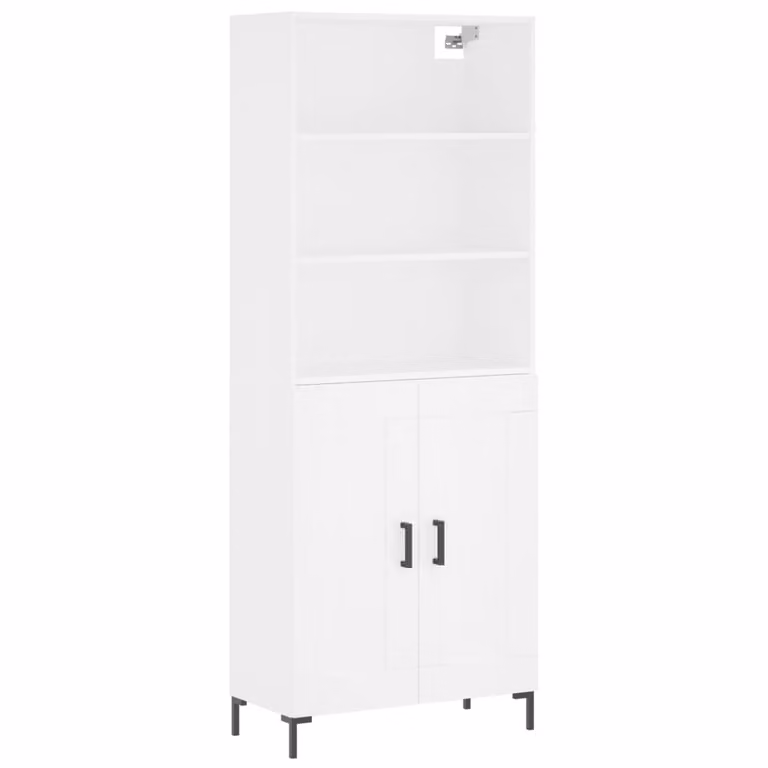 Credenza Bianca 69,5x34x180 cm in Legno Multistrato