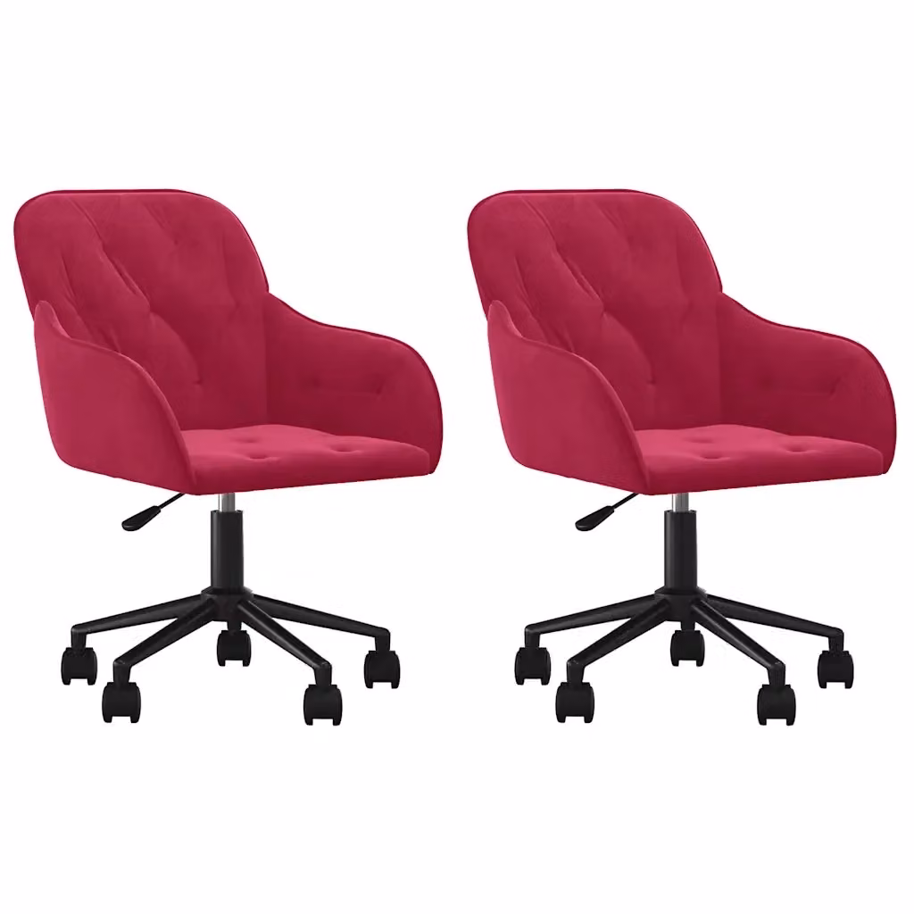Set di 2 sedie da pranzo girevoli vidaXL in velluto rosso con ruote – 2