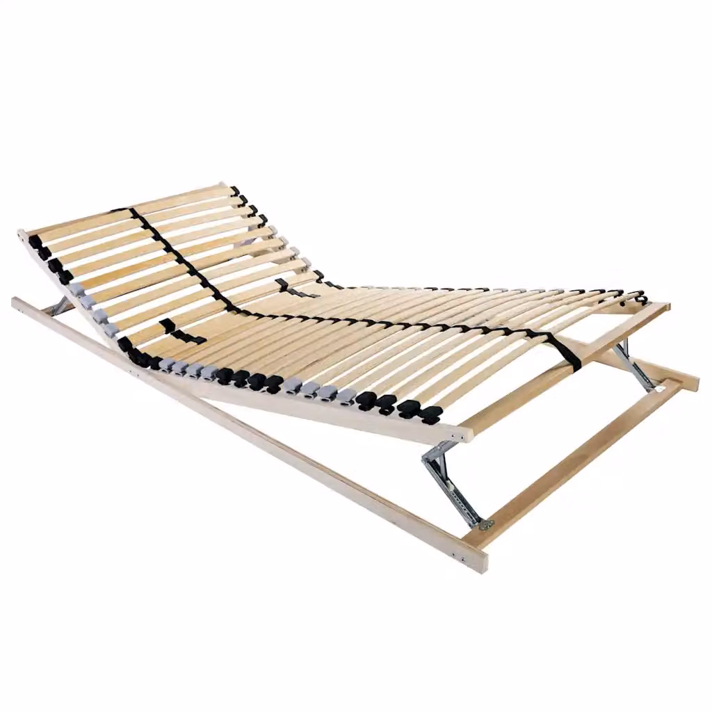 vidaXL Base a doghe Marrone 90 x 190 cm Legno massello di faggio