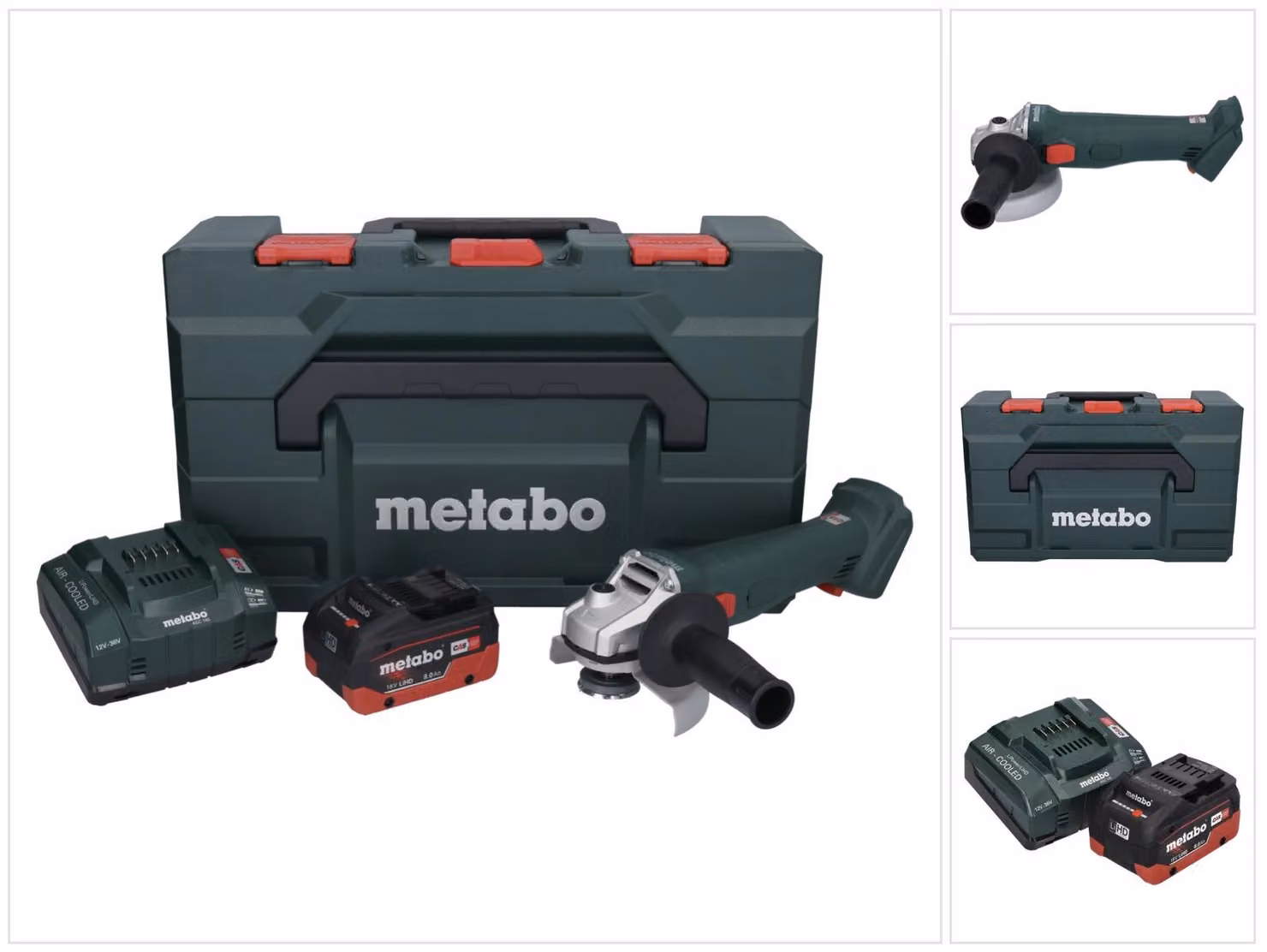 Metabo W 18 L 9-125 Smerigliatrice angolare a batteria 18 V 125 mm + 1x batteria 8,0 Ah + caricatore + metaBOX