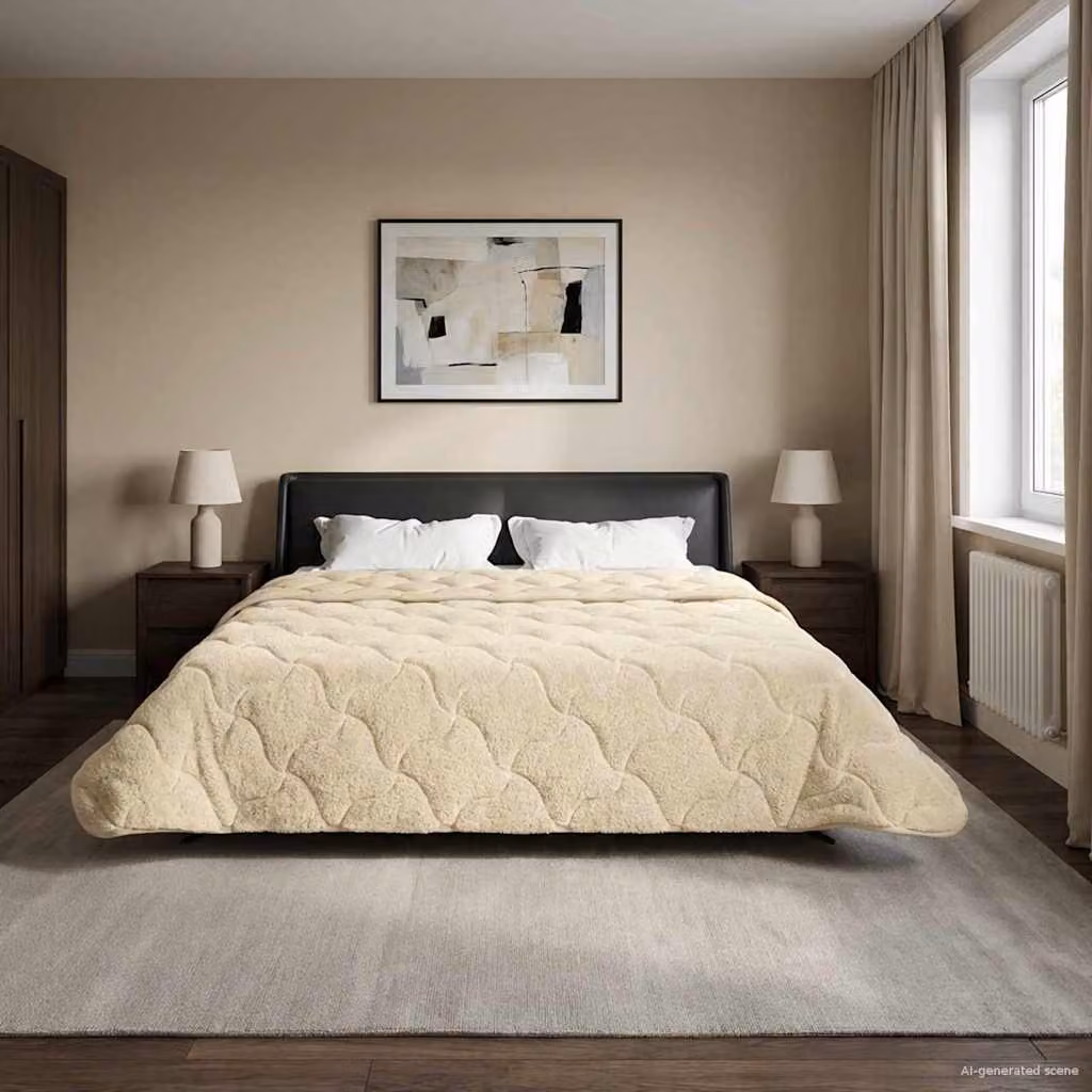 vidaXL Piumone Invernale in Microfibra Traspirabile e Reversibile, Beige, 200 x 220 cm