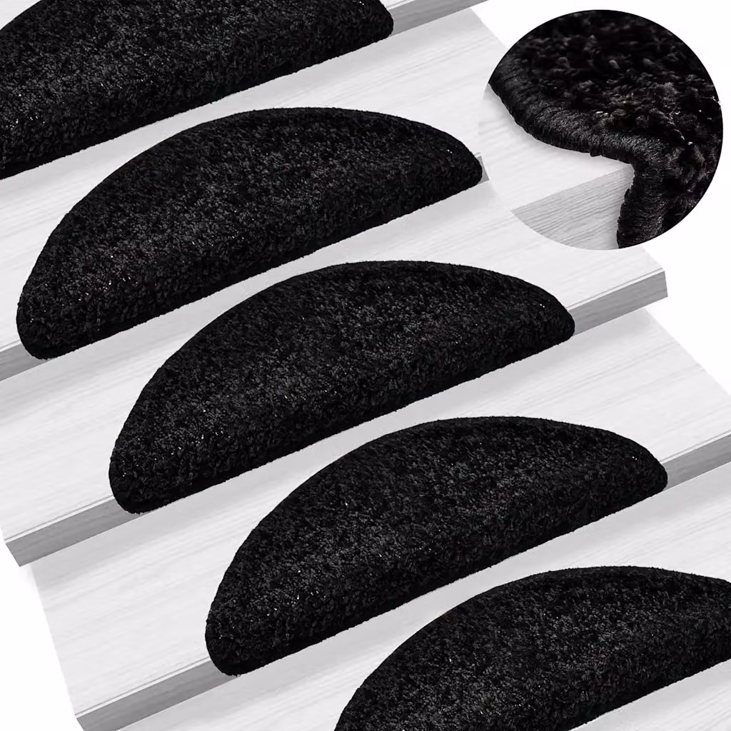 Set di 10 tappetini per scale semicircolari vidaXL in polipropilene, colore nero, L: 56 cm, P: 17 cm, H: 3 cm