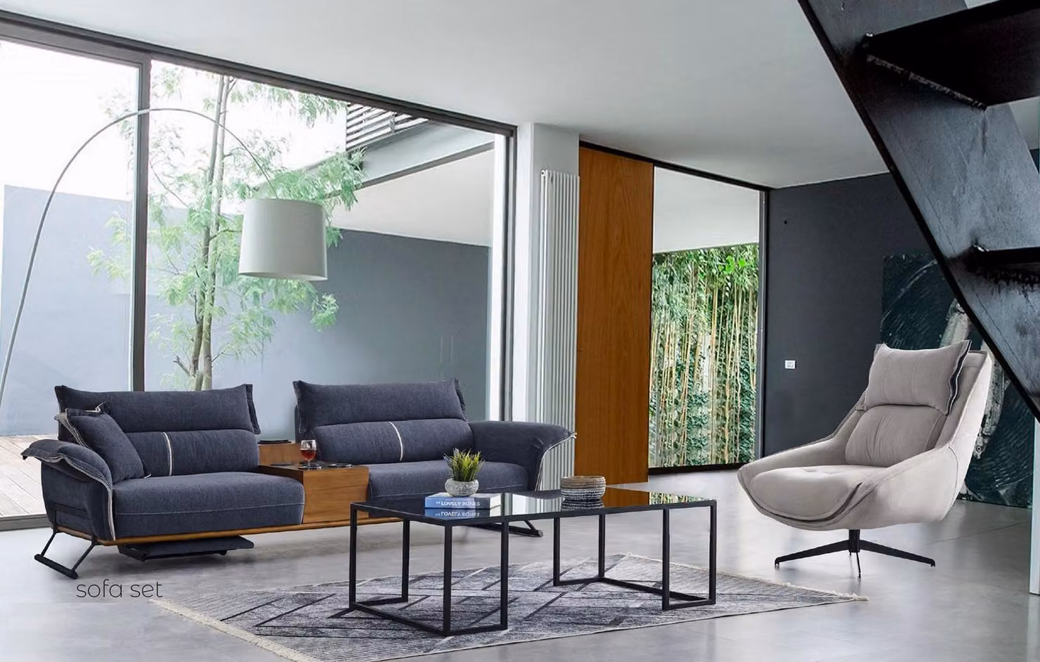 Luxus Garnitur Set Sofagarnitur 4+1 Sitzer Sofa Sofas Sessel Stoff 2tlg. Sets