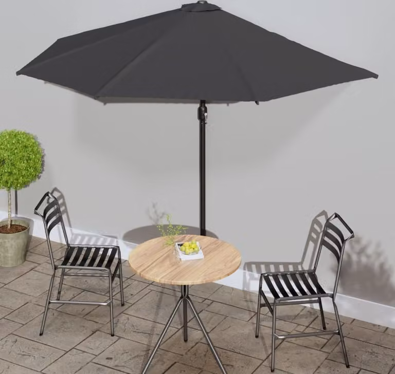 The Living Store Ombrellone da balcone con palo in alluminio antracite 300x155 cm Mezzo tondo