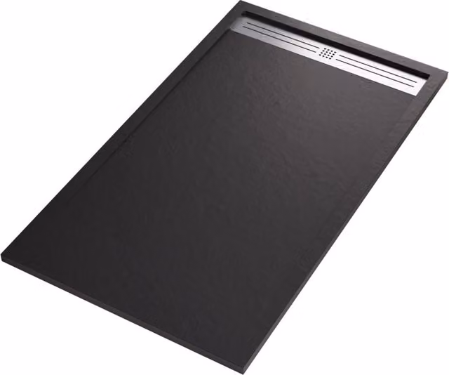 Piatto doccia in marmoresina nero effetto pietra cemento relax, misura 80x150