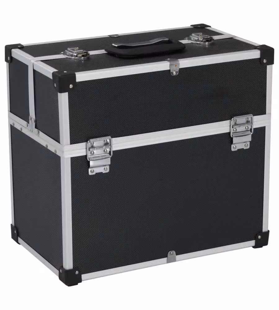 Valigetta per Attrezzi 38x22,5x34 cm Nera in Alluminio