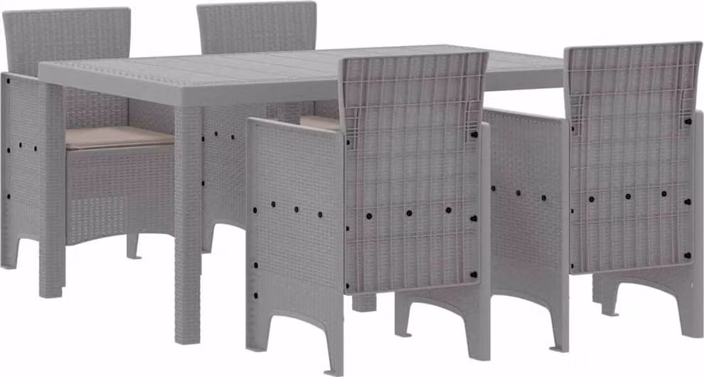Set da Pranzo per Giardino 5 pcs Grigio chiaro Rattan Polt
