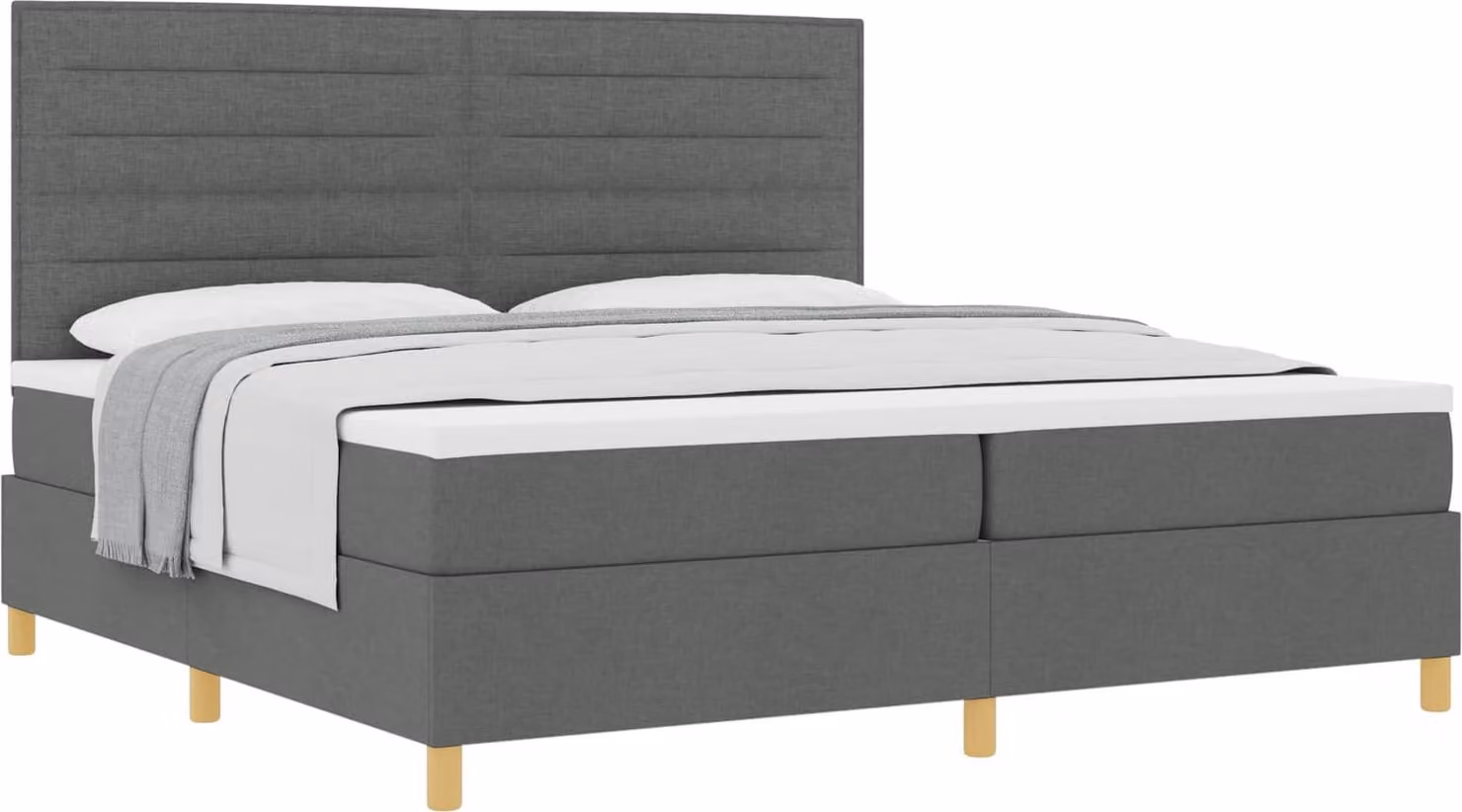 Letto a molle con materasso Grigio scuro 200 x 200 cm Tessuto