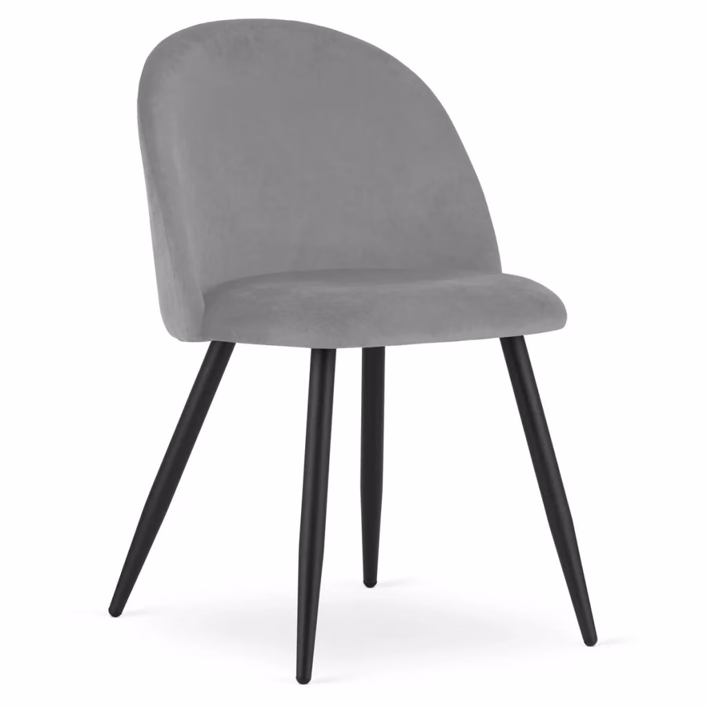 Set di 3 sedie moderne Kendra Home in velluto grigio chiaro e metallo nero opaco – 2