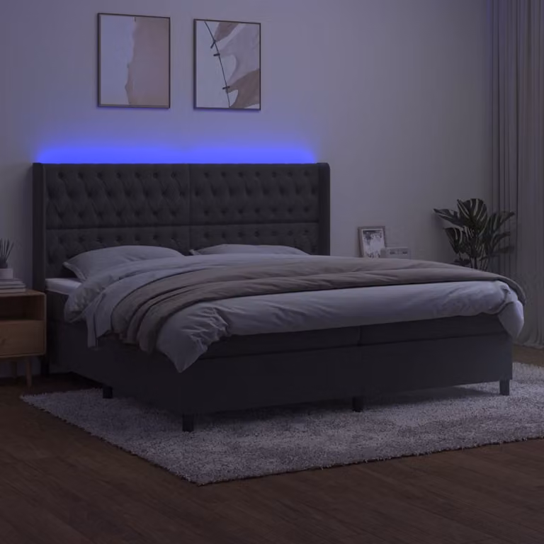 Maison Exclusive - Letto a Molle con Materasso e LED Grigio Scuro 200x200 cm