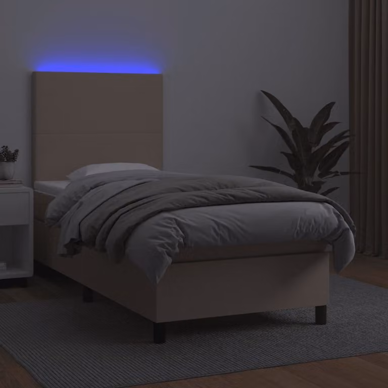 Maison Exclusive - Giroletto Molle Materasso e LED Cappuccino 90x190 cm Pelle finta