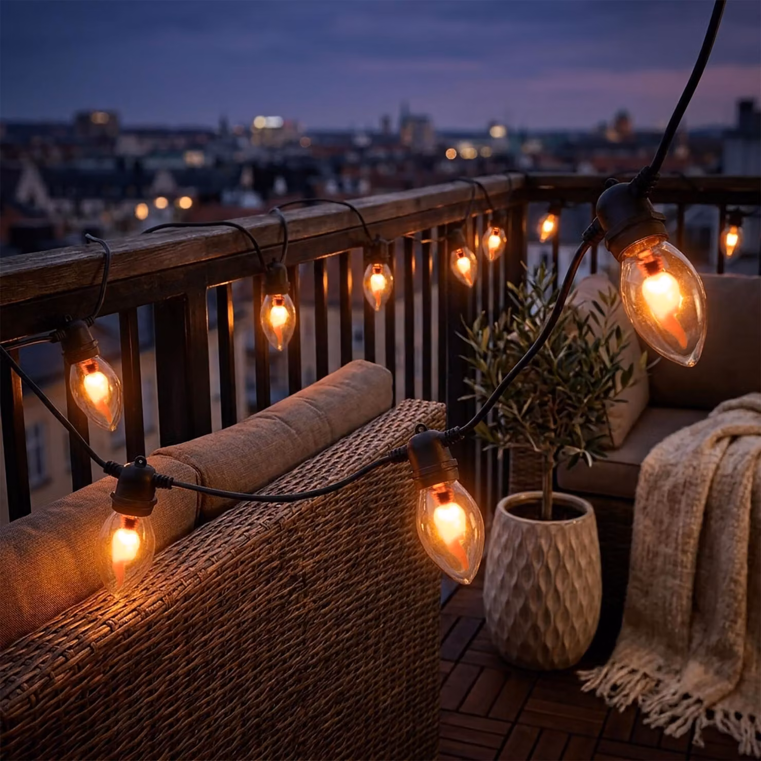 Catena luminosa con 10 lampadine - Luci a fiamma - Illuminazione a effetto fiamma, lunghezza 270 cm