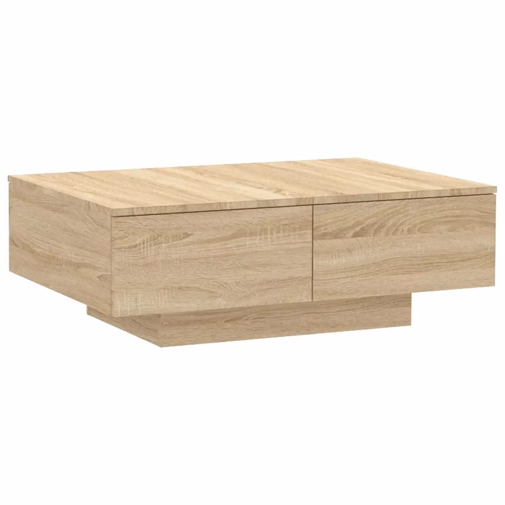 Tavolino da salotto rettangolare vidaXL in legno color rovere e beige L: 90 cm, P: 60 cm, H: 31 cm – 2