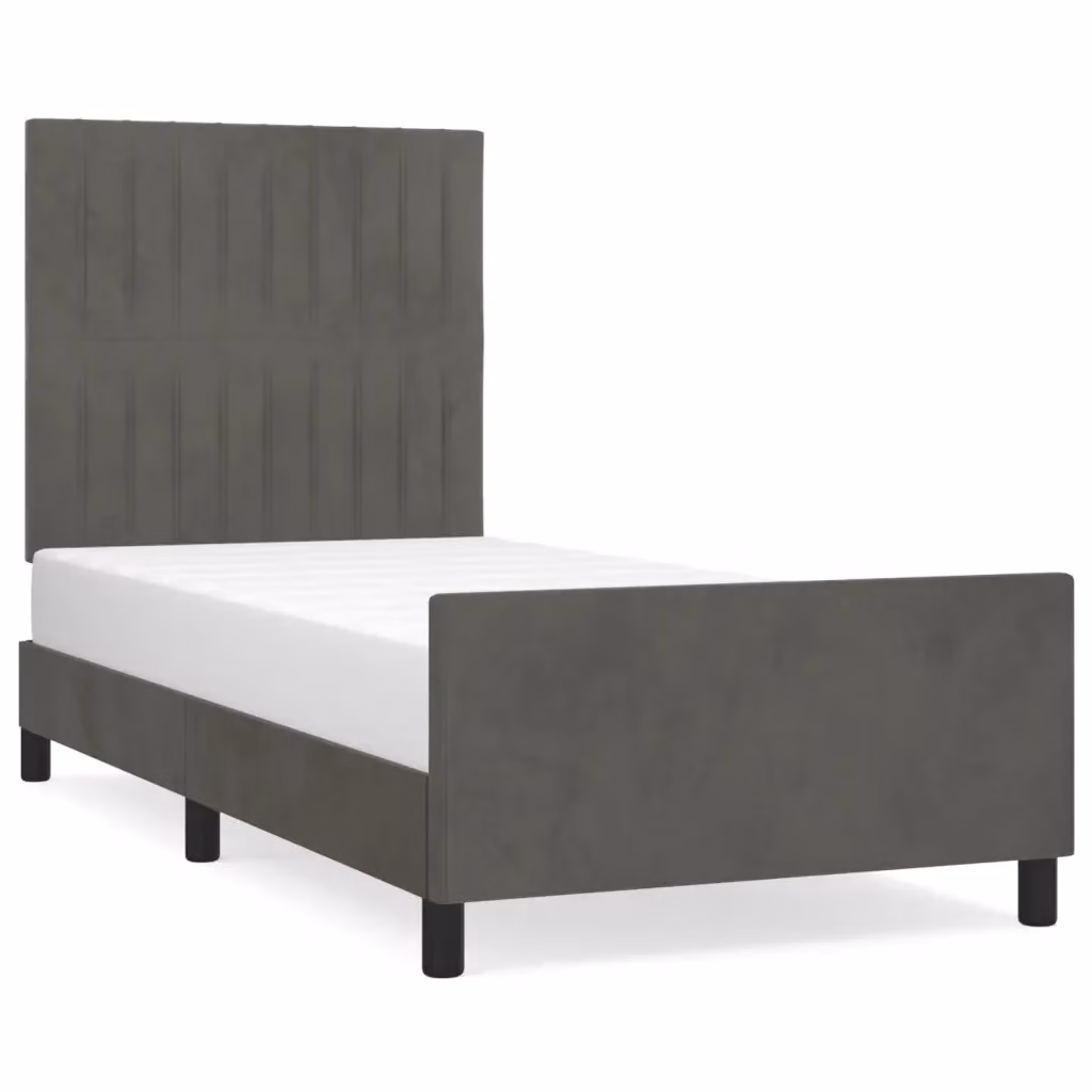vidaXL Giroletto in Velluto Grigio con Listelli in Legno di Larice L/P/H: 100 x 200 x 128 cm – 2