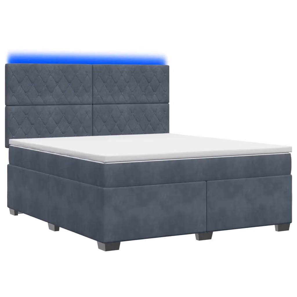Letto matrimoniale ibrido vidaXL con materasso a molle insacchettate e base contenitore, rivestimento in tessuto grigio, con illuminazione sottostante e porte USB, L/P: 180 x 200 cm – 2