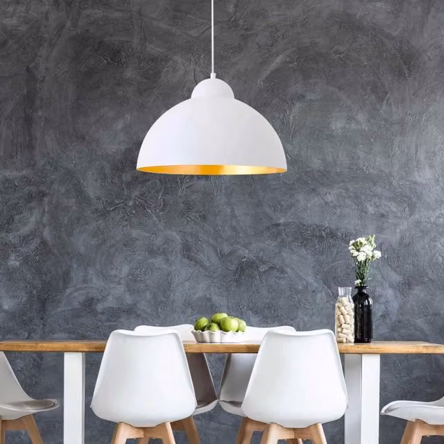 LÚZETE Lampada da soffitto Montserrat, design industriale rotondo, Bianco/Oro, Ø: 40 cm