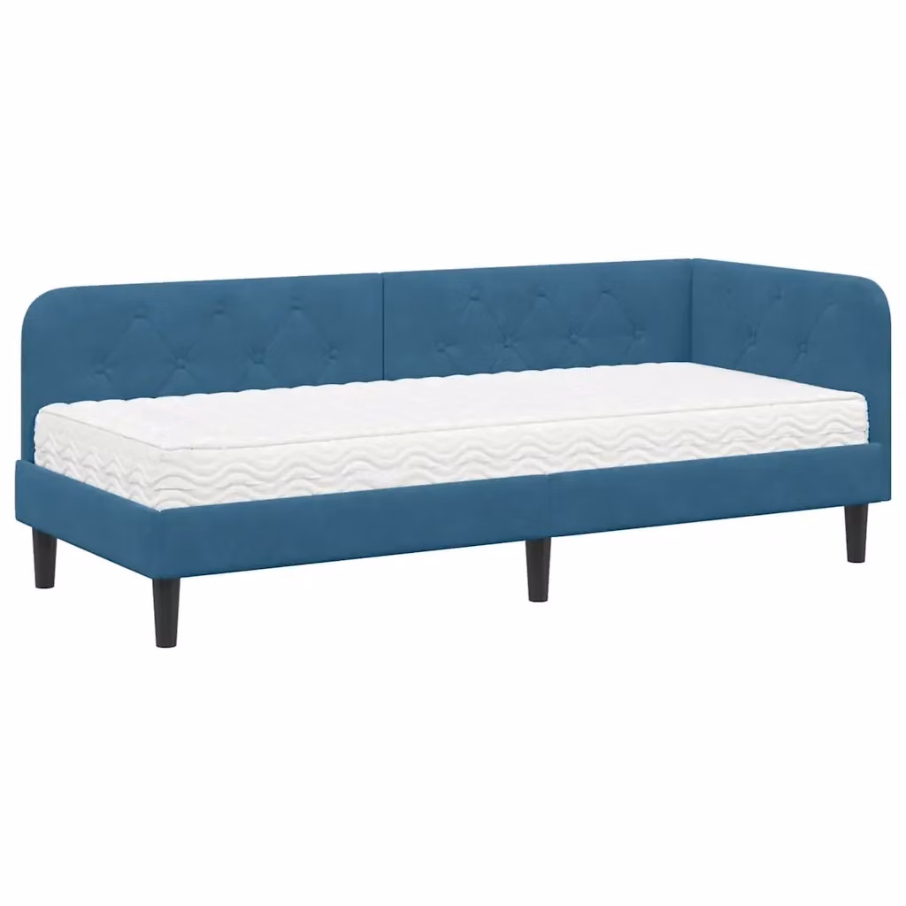 Cornice del letto ad angolo vidaXL in velluto blu, L 80 x P 200 cm – 2