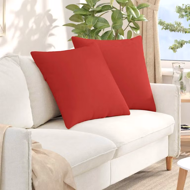 Set di 2 cuscini da divano quadrati vidaXL in tessuto rosso con fodera rimovibile, L 60 x P 60 cm