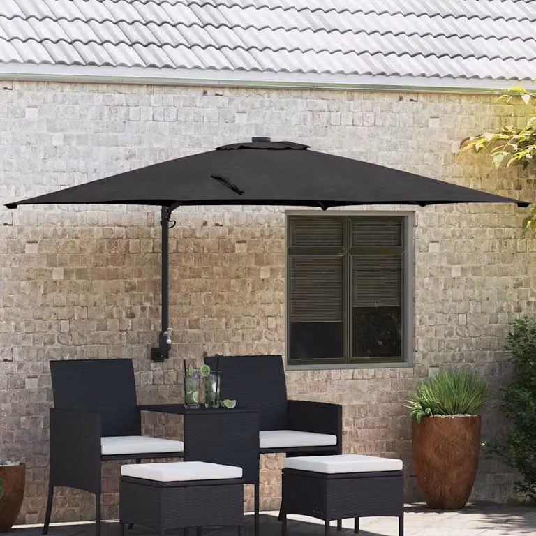 Ombrello da giardino vidaXL Nero in poliestere e acciaio L: 248,5 cm, P: 247,5 cm, H: 160 cm