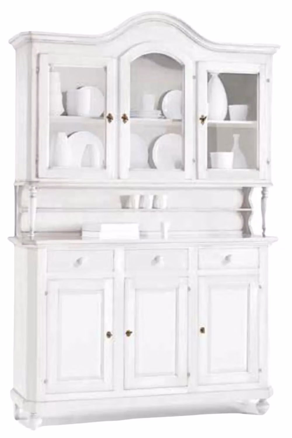 Cristalliera Shabby Chic Mobili 2G in Legno Bianco con Ante in Vetro L: 150 cm, P: 43 cm, H: 215 cm – 1