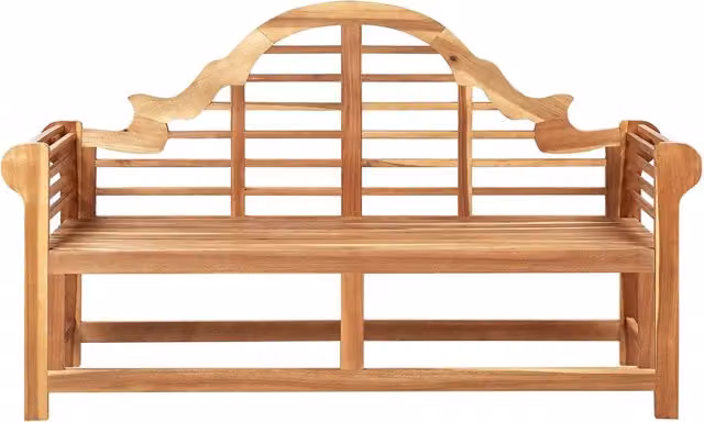Panchina da giardino BELIANI in legno di acacia marrone con braccioli, design classico per 3 persone, L: 180 cm, P: 60 cm, H: 108 cm