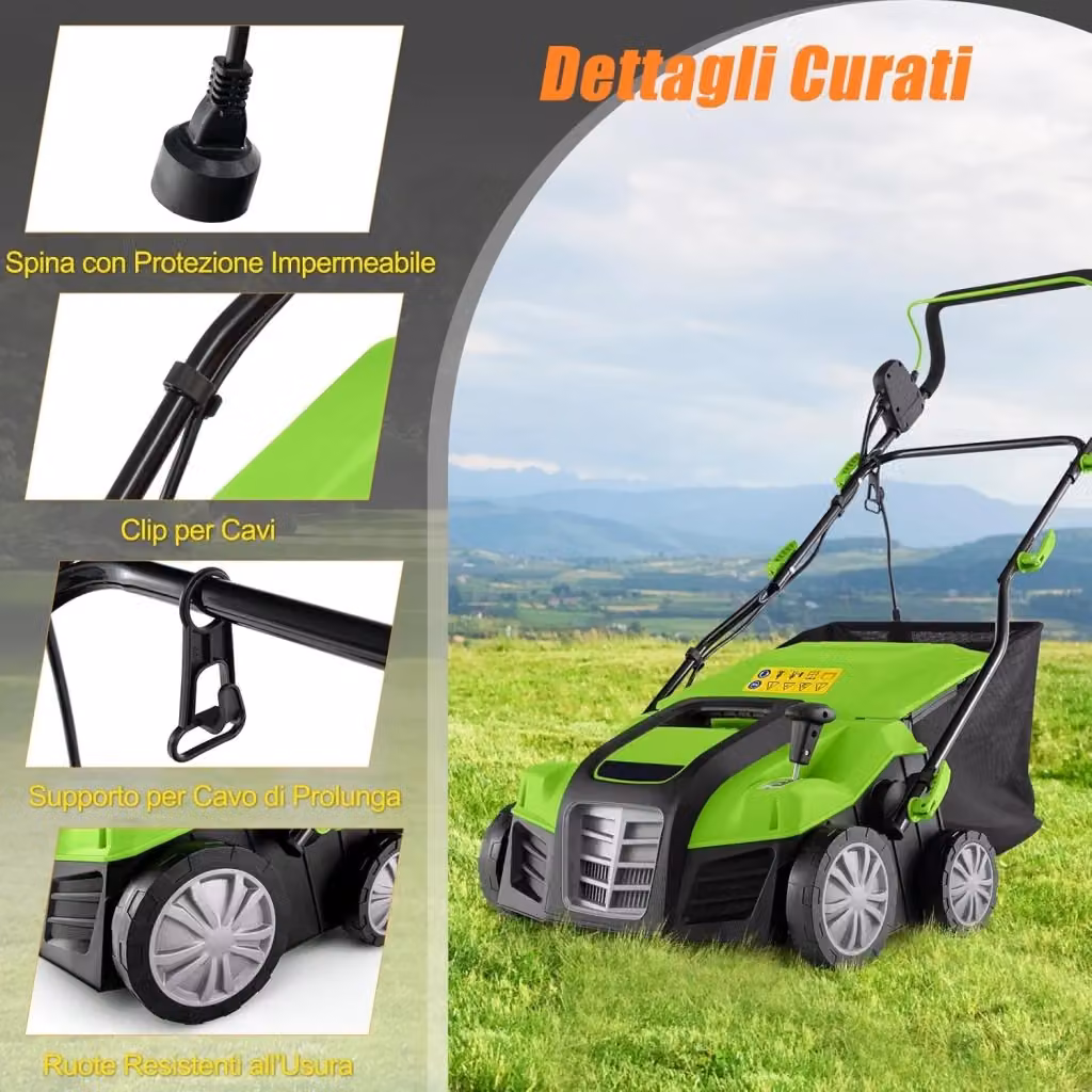 Sarchiatore elettrico Costway con regolazione dell'altezza a 3 posizioni e della profondità a 5 posizioni, Verde e Arancione – 2