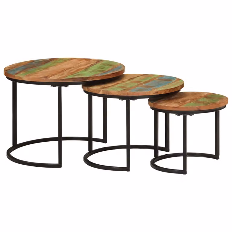 Maison Exclusive - Set di 3 tavolini, legno massello riciclato