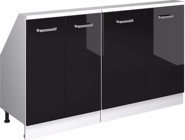 Set di mobili sottotetto Rion Nero lucido/Bianco Set di 2 Vicco