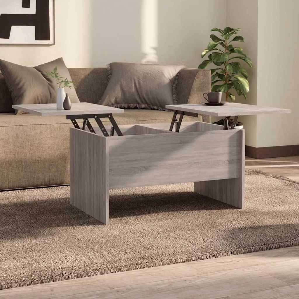vidaXL Tavolino da salotto moderno in legno grigio L: 80 cm, P: 50 cm, H: 42,5 cm