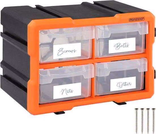 Scatola portaoggetti per piccoli utensili, espandibile, 8 scomparti, sistema di organizzazione per componenti di utensili, scatola portautensili