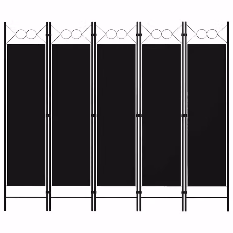 Paravento a 5 Pannelli vidaXL Nero con Design Geometrico Moderno L: 200 cm, H: 180 cm