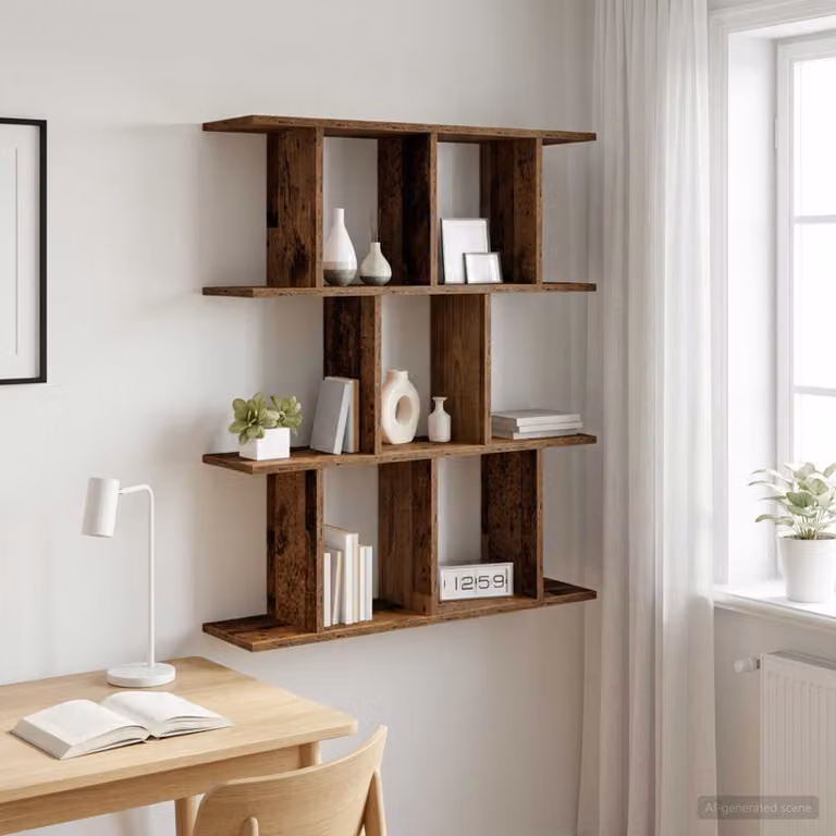 Scaffale da parete moderno vidaXL in legno color marrone L: 80 cm, P: 20 cm, H: 96 cm