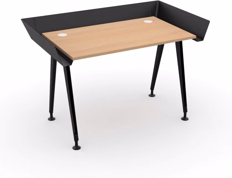 LEVIRA Scrivania Tern - 100 x 60 x 72 cm - nero / faggio