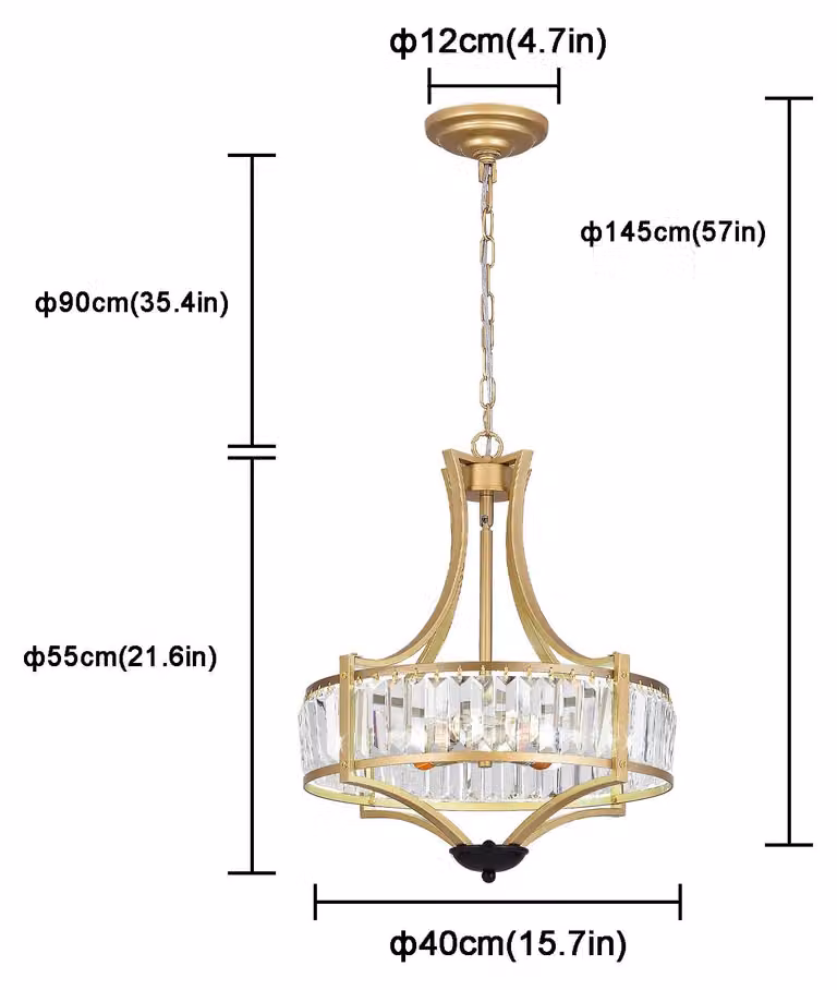 Lampadario a cristallo - Modello HQ-6174 - Lampada da soffitto - Design moderno - Sospensione a catena - Attacco E14 - LED - Non dimmerabile - Bianco/Cromo